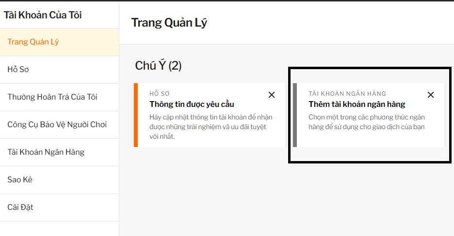 Cập nhật hồ sơ khi rút tiền 188bet